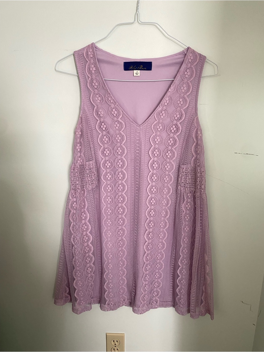 Blue Rain Lavender Lace V-Neck Mini Dress